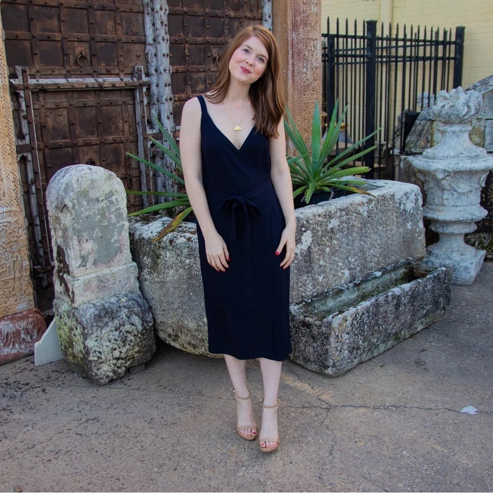 Everlane The Japanese GoWeave Tank Black Wrap Dress size M - Picture 3 of 6